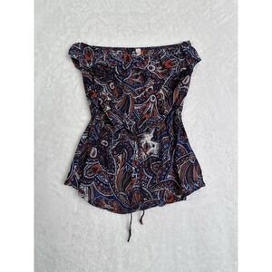 Wyatt Womens top blouse size S Multicolor strapless tie waist purple orange blue